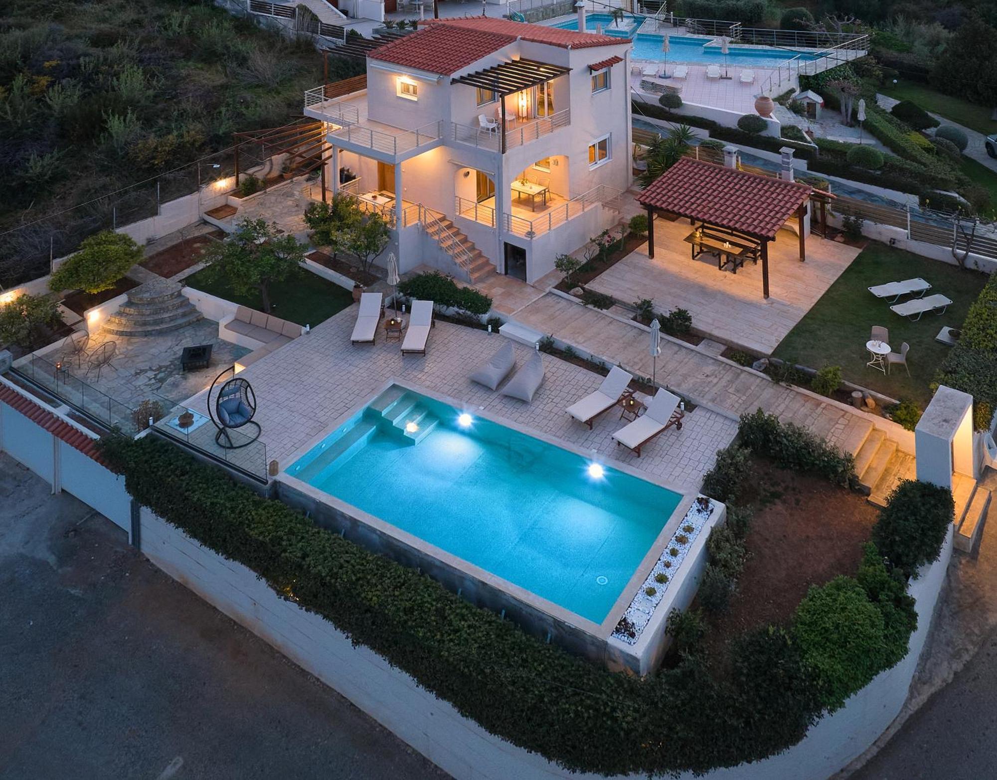 Spacious Villa With Private Eco-Pool And Panoramic Sea View Agia Pelagia  Exterior foto